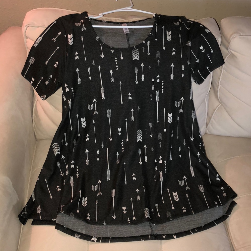 LulaRoe Grey Jacquard Perfect Tee